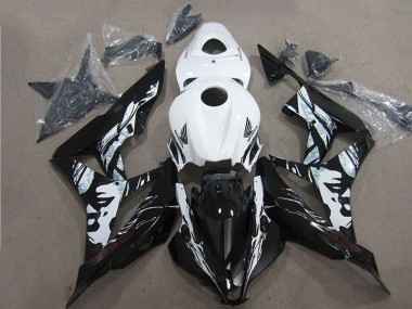 Affordable 2007-2008 Black White Honda CBR600RR Motorcycle Fairings