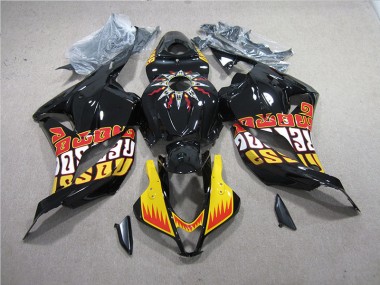 Affordable 2009-2012 Black Yellow Honda CBR600RR Replacement Motorcycle Fairings