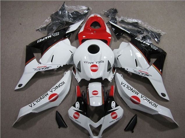 Affordable 2009-2012 White Red Konica Minolta Honda CBR600RR Motorbike Fairing Kits