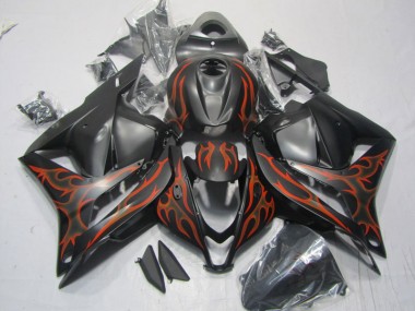 Affordable 2009-2012 Black Red Flame Honda CBR600RR Motorcycle Replacement Fairings