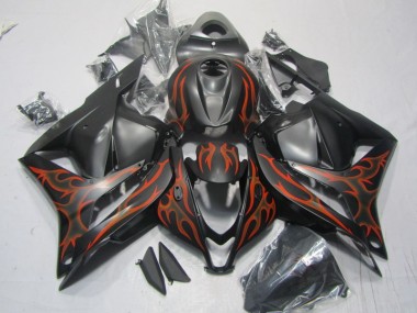 Affordable 2009-2012 Black Orange Flame Honda CBR600RR Motorcylce Fairings