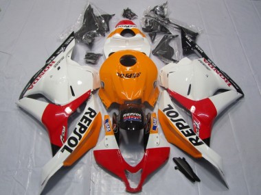 Affordable 2009-2012 Orange Red White Repsol Honda CBR600RR Motorcycle Fairing Kit