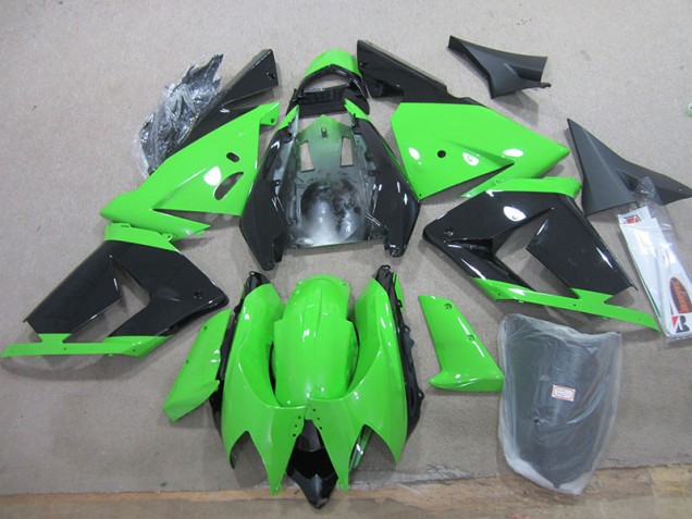 Affordable 2003-2005 Black Green Kawasaki ZX10R Moto Fairings Affordable 2003-2005 Black Green Kawasaki ZX10R Moto Fairings
