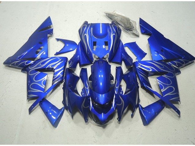 Affordable 2003-2005 Blue White Flame Kawasaki ZX10R Motorcycle Replacement Fairings Affordable 2003-2005 Blue White Flame Kawasaki ZX10R Motorcycle Replacement Fairings