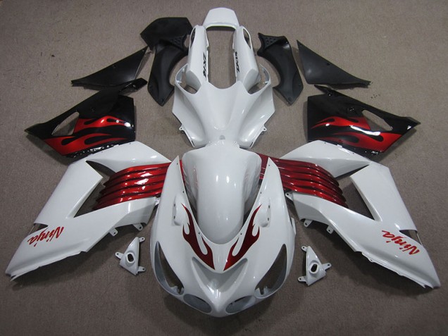 Affordable 2006-2011 White Red Ninja Kawasaki ZX14R ZZR1400 Motorcycle Fairings Kits Affordable 2006-2011 White Red Ninja Kawasaki ZX14R ZZR1400 Motorcycle Fairings Kits