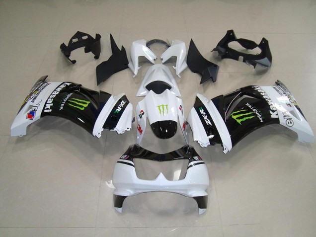 Affordable 2008-2012 Black White Monster Kawasaki ZX250R Motorbike Fairing