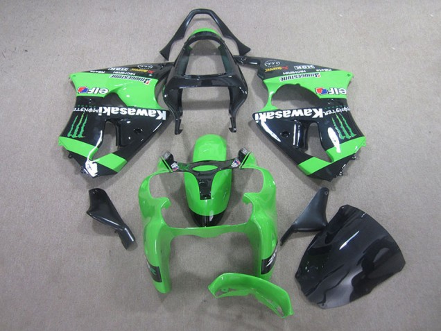 Affordable 2000-2002 Black Green Monster Kawasaki ZX6R Motor Fairings Affordable 2000-2002 Black Green Monster Kawasaki ZX6R Motor Fairings