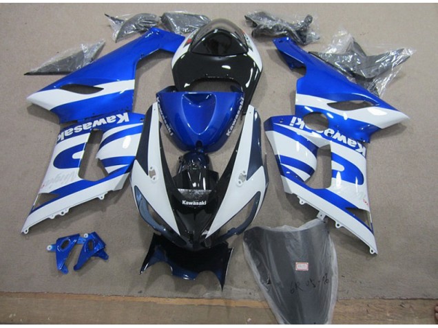 Affordable 2005-2006 Blue White Kawasaki ZX6R Motorcycle Replacement Fairings Affordable 2005-2006 Blue White Kawasaki ZX6R Motorcycle Replacement Fairings