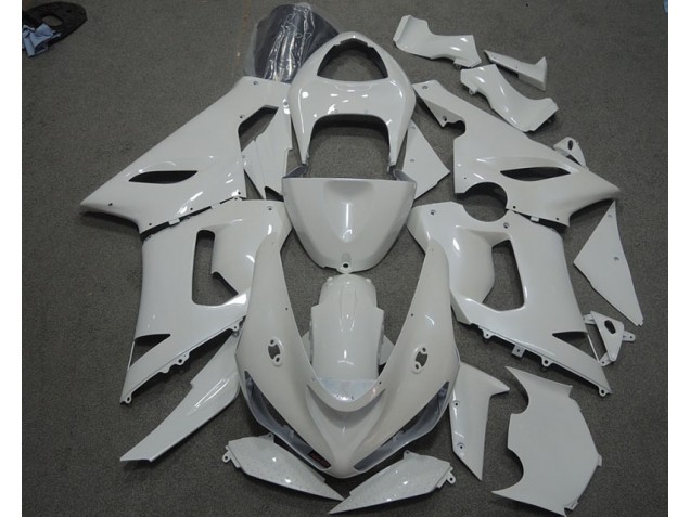 Affordable 2005-2006 White Kawasaki ZX6R Motorcycle Fairings Kit Affordable 2005-2006 White Kawasaki ZX6R Motorcycle Fairings Kit