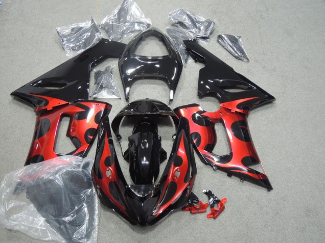 Affordable 2005-2006 Black Red Kawasaki ZX6R Motorcycle Fairings Affordable 2005-2006 Black Red Kawasaki ZX6R Motorcycle Fairings