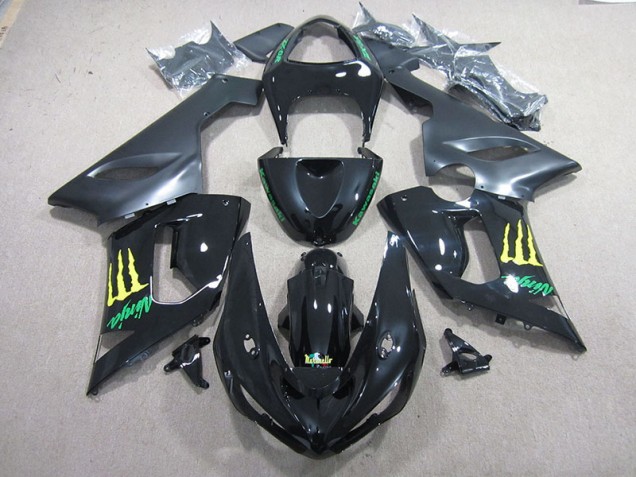 Affordable 2005-2006 Black Green Ninja Kawasaki ZX6R Motorcycle Fairing Kits