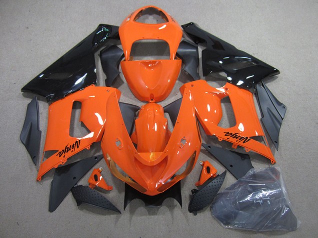 Affordable 2005-2006 Orange Black Ninja Kawasaki ZX6R Bike Fairing