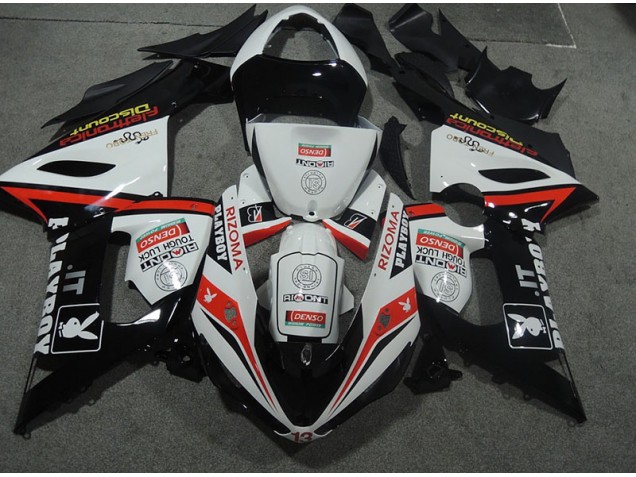 Affordable 2005-2006 White Black Rizoma Playboy Kawasaki ZX6R Bike Fairings Affordable 2005-2006 White Black Rizoma Playboy Kawasaki ZX6R Bike Fairings