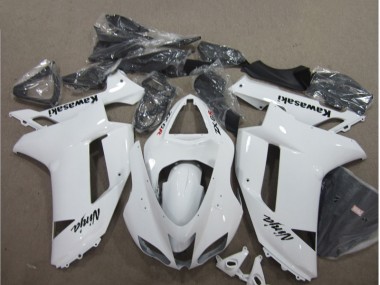 Affordable 2007-2008 White Kawasaki ZX6R Bike Fairings