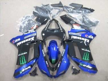 Affordable 2007-2008 Black Blue Green Monster Kawasaki ZX6R Bike Fairings