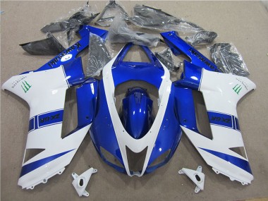Affordable 2007-2008 Blue White Monster Kawasaki ZX6R Bike Fairing