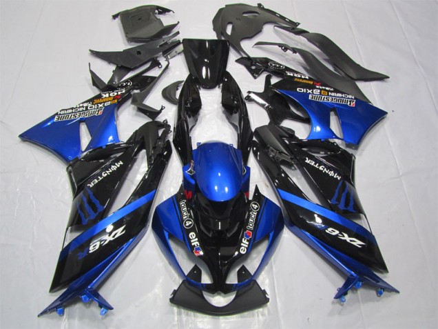 Affordable 2009-2012 Black Blue Monster Kawasaki ZX6R Motorcycle Fairing Kit Affordable 2009-2012 Black Blue Monster Kawasaki ZX6R Motorcycle Fairing Kit