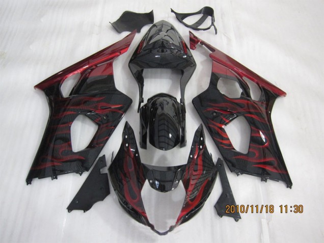 Affordable 2003-2004 Black Red Flame Suzuki GSXR1000 Motorcycle Bodywork Affordable 2003-2004 Black Red Flame Suzuki GSXR1000 Motorcycle Bodywork