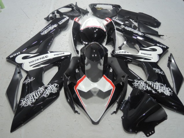 Affordable 2005-2006 Black White Beacon Suzuki GSXR1000 Bike Fairing Kit Affordable 2005-2006 Black White Beacon Suzuki GSXR1000 Bike Fairing Kit
