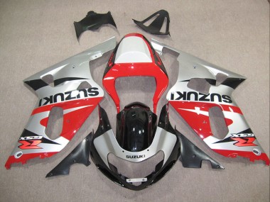 Affordable 2001-2003 Red Silver Suzuki GSXR600 Motorcylce Fairings