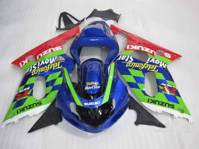 Affordable 2001-2003 Blue Green Red Telefumia Movistar Suzuki GSXR600 Motorbike Fairing Affordable 2001-2003 Blue Green Red Telefumia Movistar Suzuki GSXR600 Motorbike Fairing