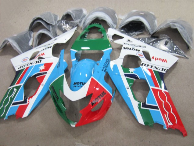 Affordable 2004-2005 Blue Green Red Motul Suzuki GSXR600 Motorcycle Fairing Affordable 2004-2005 Blue Green Red Motul Suzuki GSXR600 Motorcycle Fairing
