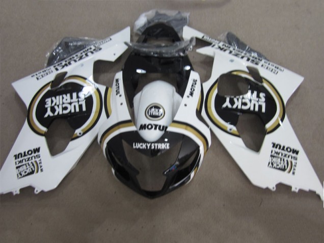 Affordable 2004-2005 Black White Lucky Strike Motul Suzuki GSXR600 Motorcycle Fairings Kits Affordable 2004-2005 Black White Lucky Strike Motul Suzuki GSXR600 Motorcycle Fairings Kits