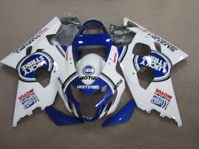 Affordable 2004-2005 Blue White Lucky Strike Motul Suzuki GSXR600 Moto Fairings Affordable 2004-2005 Blue White Lucky Strike Motul Suzuki GSXR600 Moto Fairings