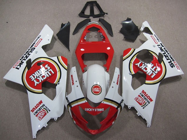 Affordable 2004-2005 Red White Lucky Strike Motul Suzuki GSXR600 Motorcycle Replacement Fairings Affordable 2004-2005 Red White Lucky Strike Motul Suzuki GSXR600 Motorcycle Replacement Fairings