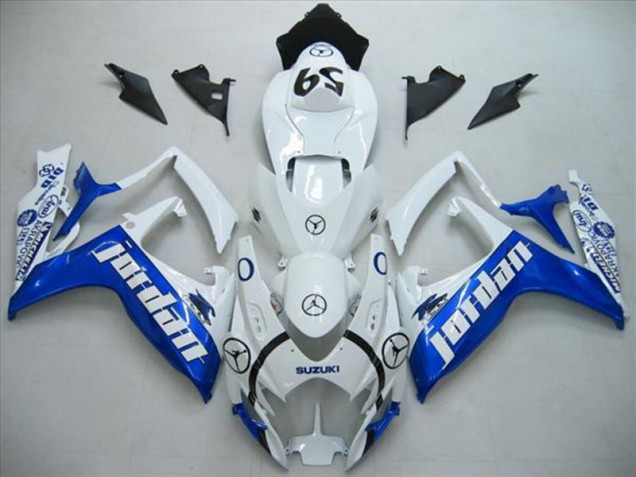 Affordable 2006-2007 White Blue Jordan Suzuki GSXR600 Motorcycle Fairings Kit Affordable 2006-2007 White Blue Jordan Suzuki GSXR600 Motorcycle Fairings Kit