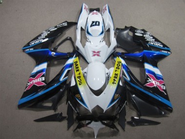 Affordable 2008-2010 White Dark Dog 07 Suzuki GSXR600 Motorcycle Replacement Fairings