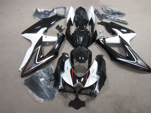 Affordable 2008-2010 Black White Suzuki GSXR600 Replacement Fairings