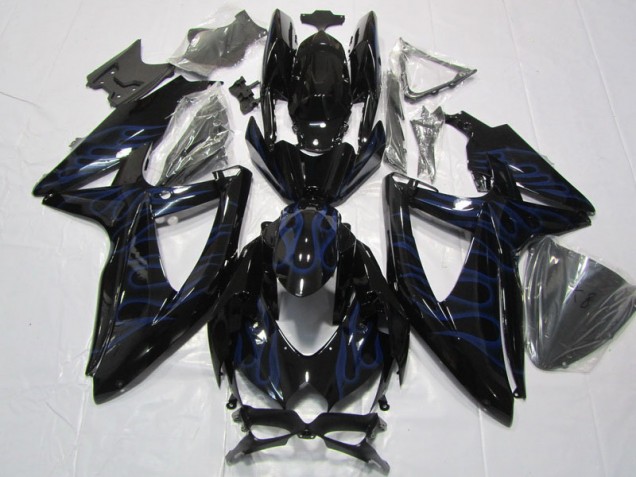 Affordable 2008-2010 Black Blue Flame Suzuki GSXR600 Bike Fairing Affordable 2008-2010 Black Blue Flame Suzuki GSXR600 Bike Fairing