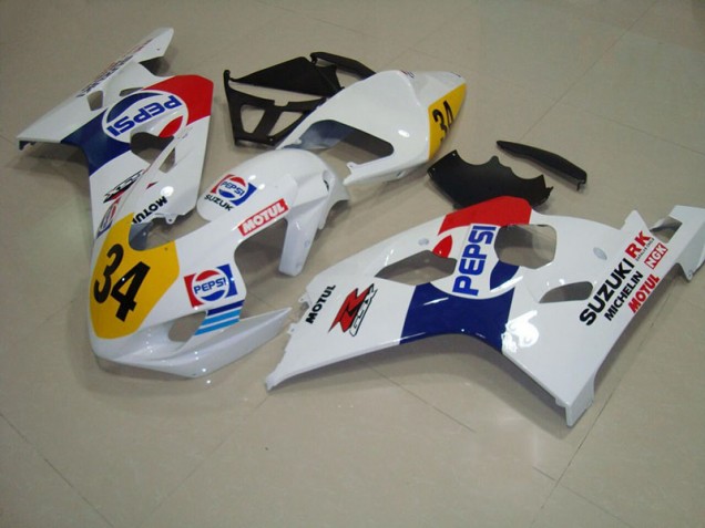 Affordable 2004-2005 White Blue Pepsi 34 Suzuki GSXR750 Replacement Motorcycle Fairings Affordable 2004-2005 White Blue Pepsi 34 Suzuki GSXR750 Replacement Motorcycle Fairings