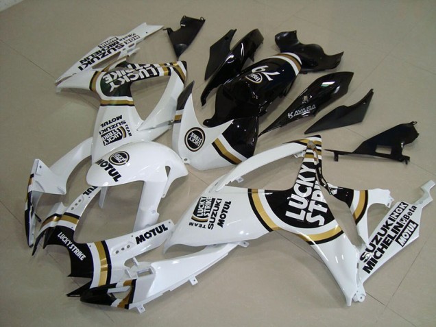 Affordable 2006-2007 White Lucky Strike Black Motul Suzuki GSXR750 Motorcycle Fairings Kit Affordable 2006-2007 White Lucky Strike Black Motul Suzuki GSXR750 Motorcycle Fairings Kit