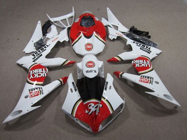 Affordable 2004-2006 Red White Lucky Strike Yamaha YZF R1 Motorcycle Replacement Fairings