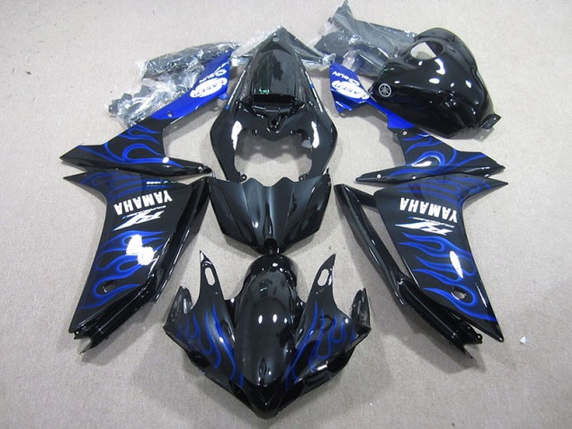 Affordable 2007-2008 Black with Blue Flame Yamaha YZF R1 Motorcycle Fairing Kit Affordable 2007-2008 Black with Blue Flame Yamaha YZF R1 Motorcycle Fairing Kit