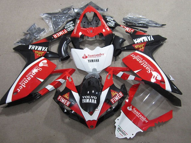Affordable 2007-2008 Black Red White Santander Yamaha YZF R1 Motorbike Fairing Kits Affordable 2007-2008 Black Red White Santander Yamaha YZF R1 Motorbike Fairing Kits