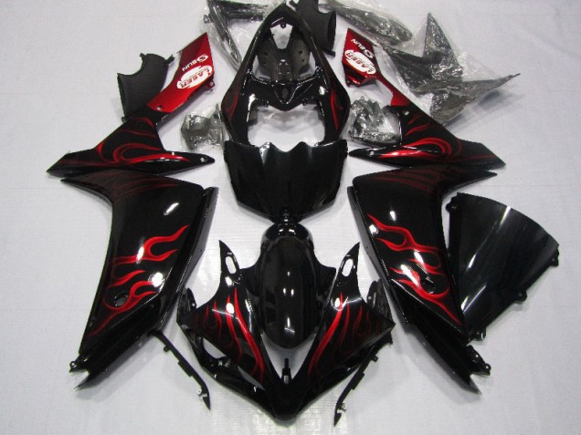 Affordable 2007-2008 Black Red Flame Yamaha YZF R1 Motorcycle Fairings Affordable 2007-2008 Black Red Flame Yamaha YZF R1 Motorcycle Fairings