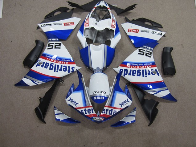 Affordable 2012-2014 White Blue Volvo Sterilgarda 25 Yamaha YZF R1 Motorcycle Fairings Kit Affordable 2012-2014 White Blue Volvo Sterilgarda 25 Yamaha YZF R1 Motorcycle Fairings Kit