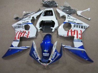 Affordable 2003-2005 White Blue Motul Fiat Yamaha YZF R6 Motorcycle Fairings Kits