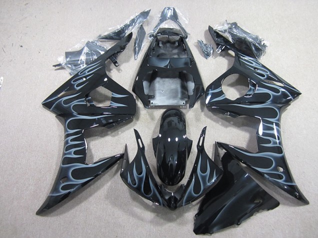Affordable 2003-2005 Black with Flame Yamaha YZF R6 Motorcyle Fairings Affordable 2003-2005 Black with Flame Yamaha YZF R6 Motorcyle Fairings